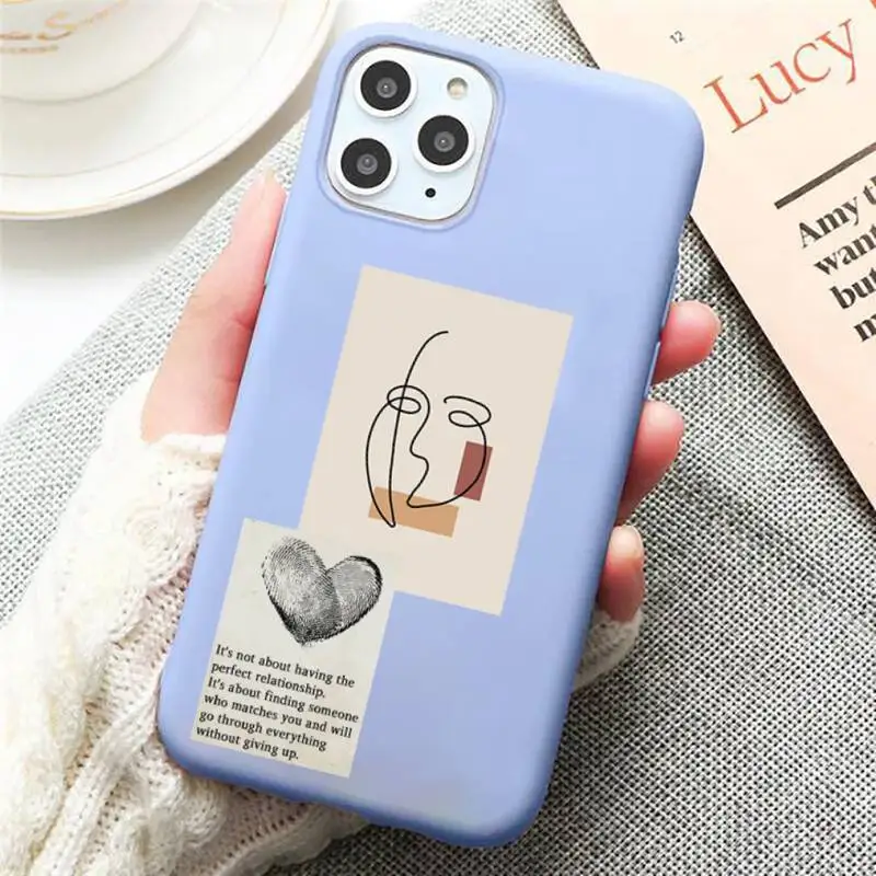 

Artistic Face Letter Phone Case Candy Color for iPhone 11 12 mini pro XS MAX 8 7 6 6S Plus X SE 2020 XR