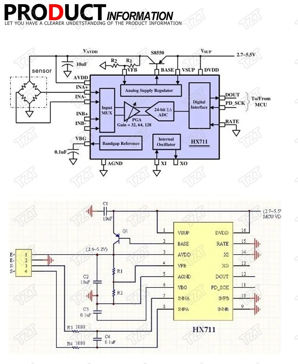1PCS Great IT HX711 Weighing Sensor Dual-Channel 24 Bit Precision A/D Module Pressure Sensor