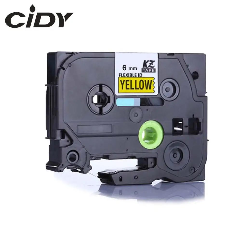 

CIDY Tze-FX611 черный на желтом гибком этикетке, совместим с P touch 6 мм tze FX611 tz FX611, этикетка, кассета, картридж