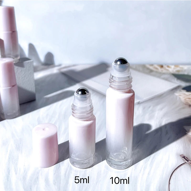 10Pcs 5ML 10ML Empty Glass Roller Bottles For Essential Oil Pink Perfume Refillable Cosmetic Containers | Красота и здоровье