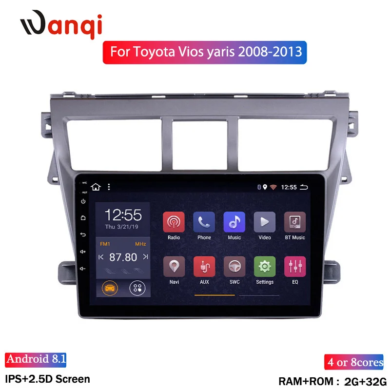 Wan qi 9 дюймов Android 8 1 2.5D автомобильный dvd для Toyota Vios радио 2008 2013 Мультимедиа Радио