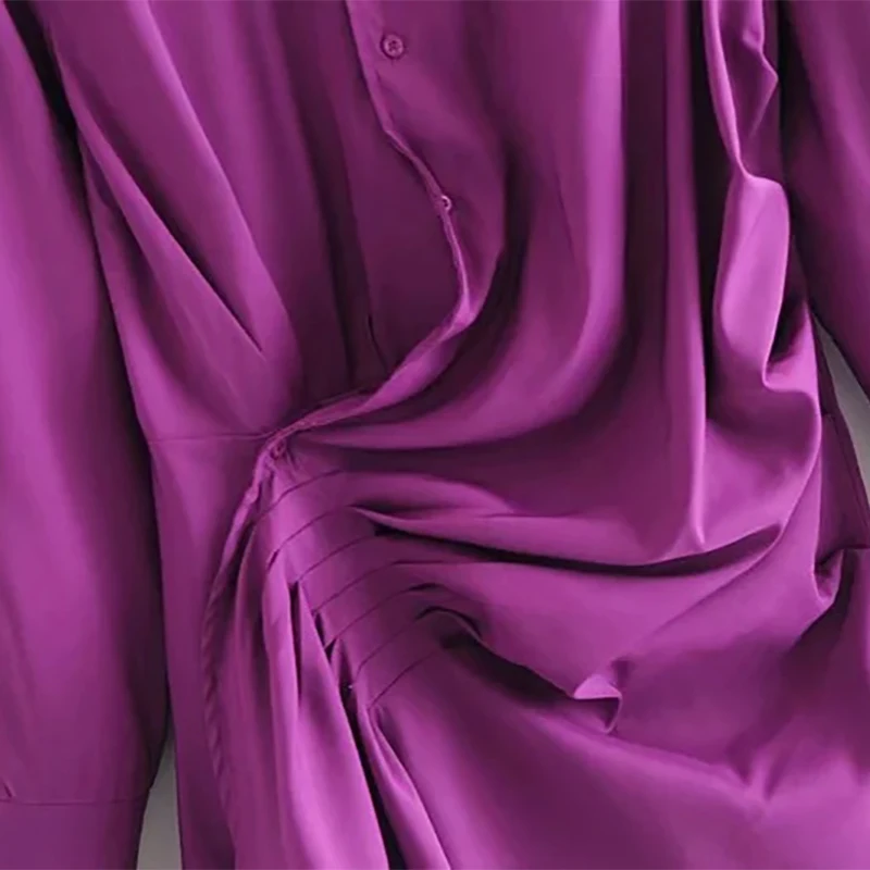 

Sexy Shirt Dress Women Vintage Irregular Turn-Down Collar Party Mini Dresses Casual Satin Long Sleeve Dress Slim Robe Femme