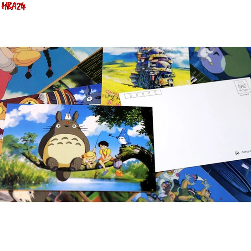 

Hot Sale 30 Sheets/LOT Cartoons Postcard Vintage Paintings Hayao Miyazaki Greeting Card High End Wish Card/ Gift Fashion