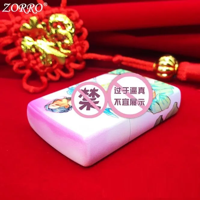 Zorro керосиновая зажигалка с рисунком тела из чистой меди откидной крышкой