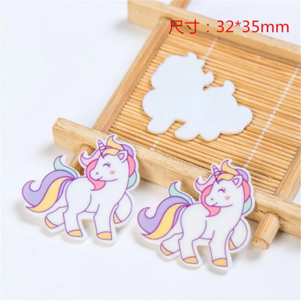 

5PCS 3.2*3.5cm Kawaii unicorn Resin Flat Back Cabochon for Phone Decoration,Simulation food, DIY