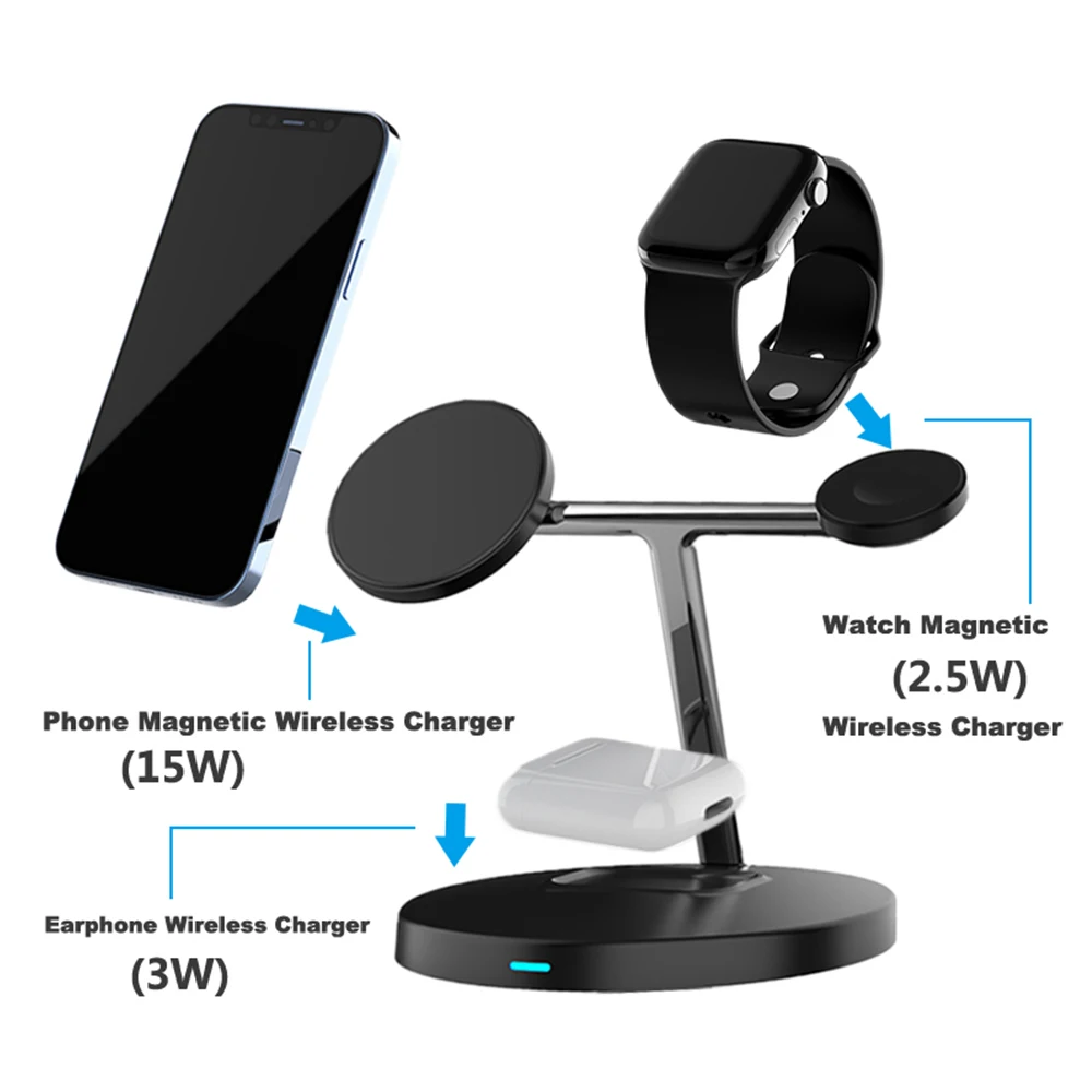 bonola 3 in 1 magnetic fast wireless charger 15w for iphone 13 12 pro11 magnet wireless charger for apple smartwatchairpod pro free global shipping