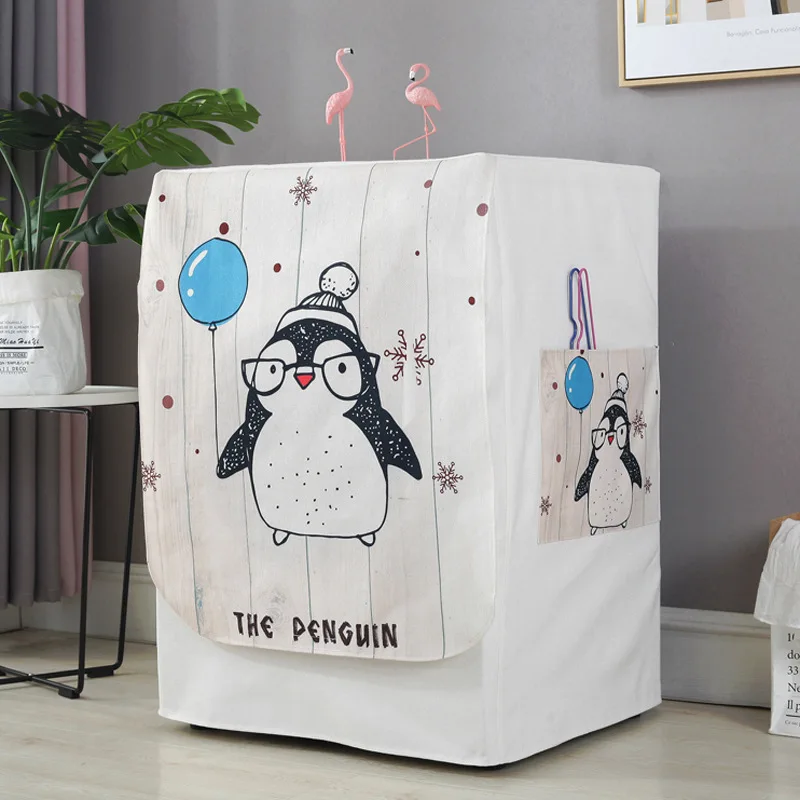 penguin Водонепроницаемый чехол с геометрическим рисунком для стиральной машины, льняная Обложка для паспорта, Солнцезащитный чехол для защиты от пыли - Цвет: penguin