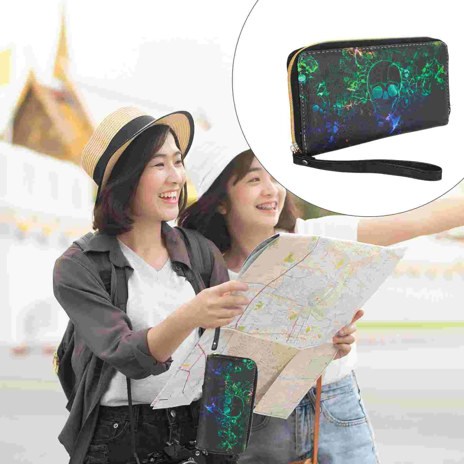 

1 шт. Длинный кошелек с шикарным узором, кошелек на молнии, многофункциональная сумка для хранения