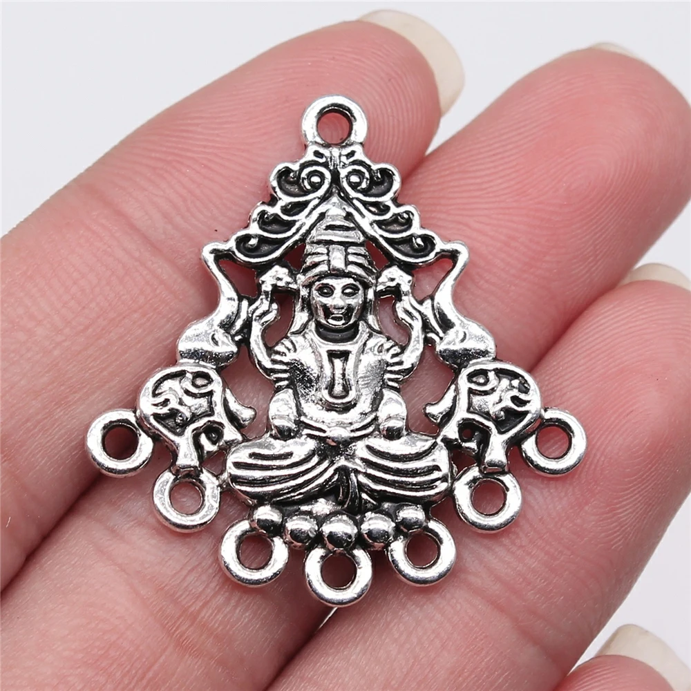 

5 шт. 35x36 мм Античные с серебристым покрытием индийский кумиров Разъем Шарм для самостоятельного изготовления ювелирных изделий