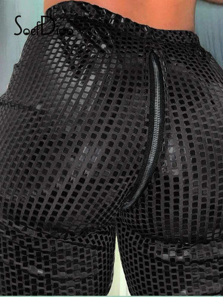 

Soefdioo Black Front Back Zipper Stacked Pants Casual Lift Buttocks and Trim Body Straight Pants Winter 2021 Fashion Streetwear