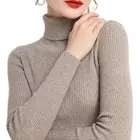 Abrini женский Зимний вязаный свитер в рубчик с высоким воротником Облегающие джемперы пуловеры с длинным рукавом Повседневный свитер для женщин осень 2021