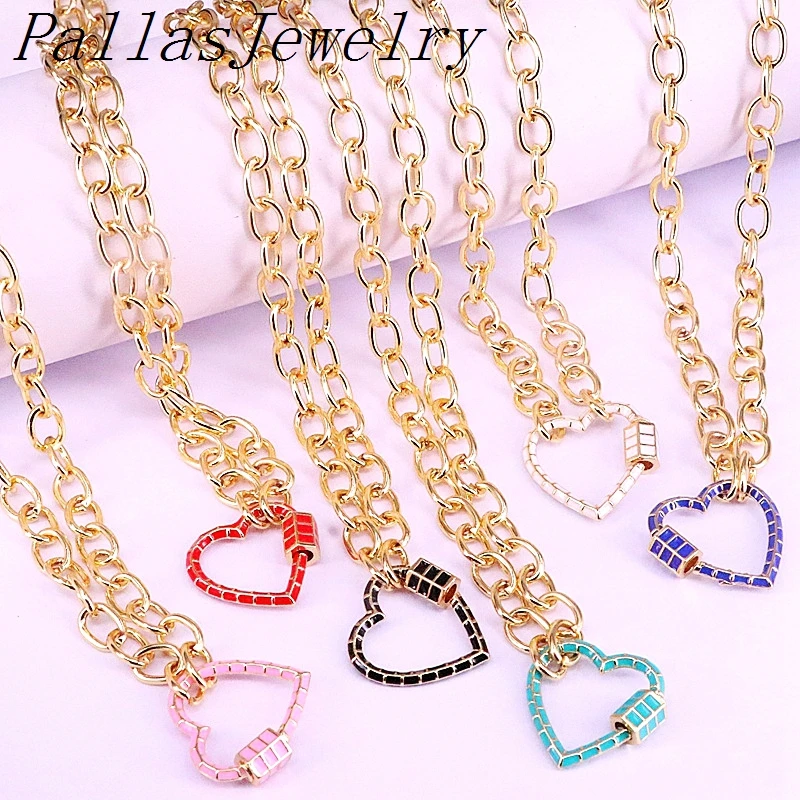 Ожерелье-чокер с замком в форме сердца модное колье золотым наполнением эмалью