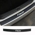 Защитная пластина для заднего бампера автомобиля, наклейки для Skoda Fabia, углеродное волокно, защитная крышка порога против потертостей, автомобильные аксессуары