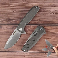 hwzbben titanium handle folding knife d2 steel blade edc stone wash technology pocket knife fishing camping hiking outdoor tools