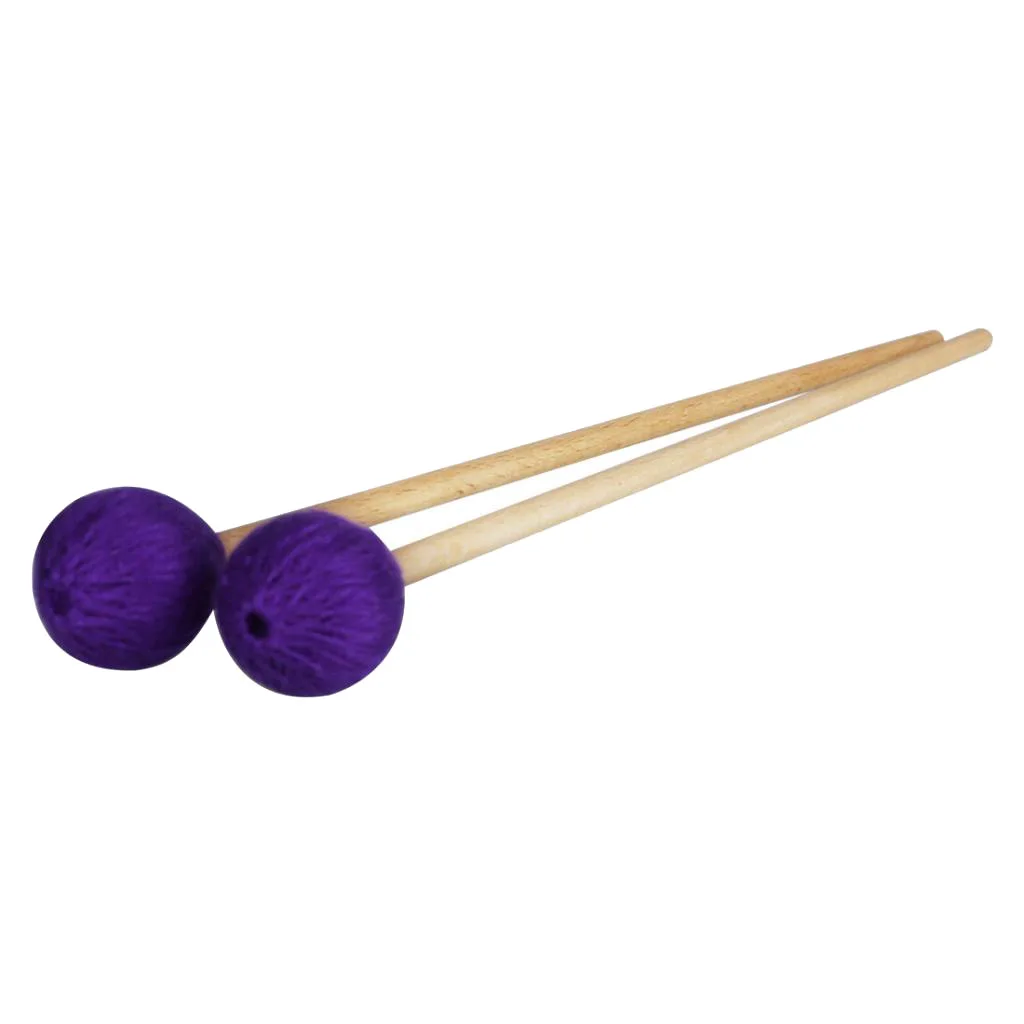

2pcs Marimba Mallets Xylophone Stick With Purple Yarn Head And Beech Wood Handle For Drummers Musical Playing