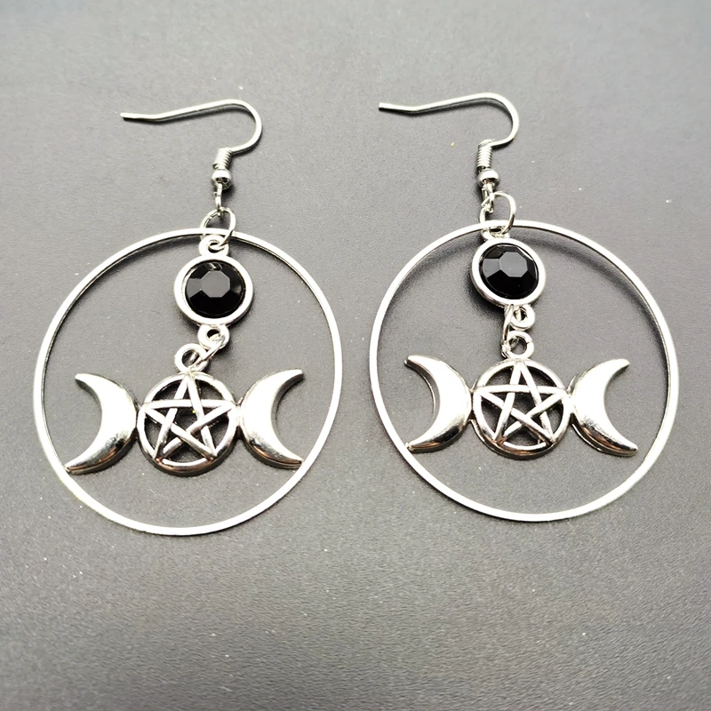 

Five-pointed star big circle double dangle earrings personality alloy earrings ladies jewelry gifts