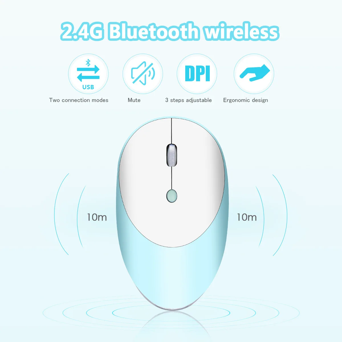 Bluetooth 3 0 5 Беспроводной немой Мышь режим Dual USB 2 4 ГГц 7 V Батарея оптическая мышь для