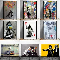 street art banksy graffiti wall art canvas paintings poster and print cuadros wall art pictures for home decor no frame