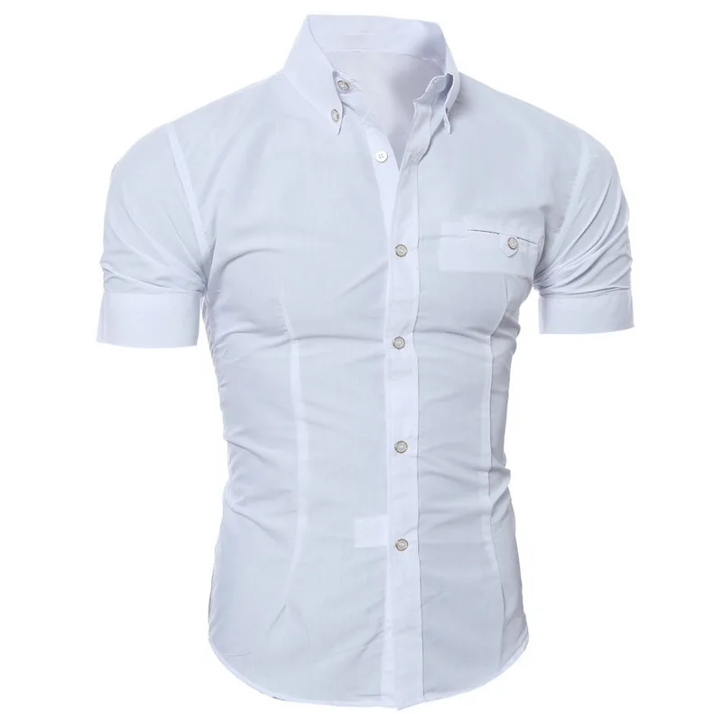 E SFIT, мужская рубашка, летняя, мужская, Homme, хлопковая, соцодежда, короткий рукав, гавайская, Camisa Masculina, повседневная, облегающая, Мужская одежда, рубашки - Цвет: E