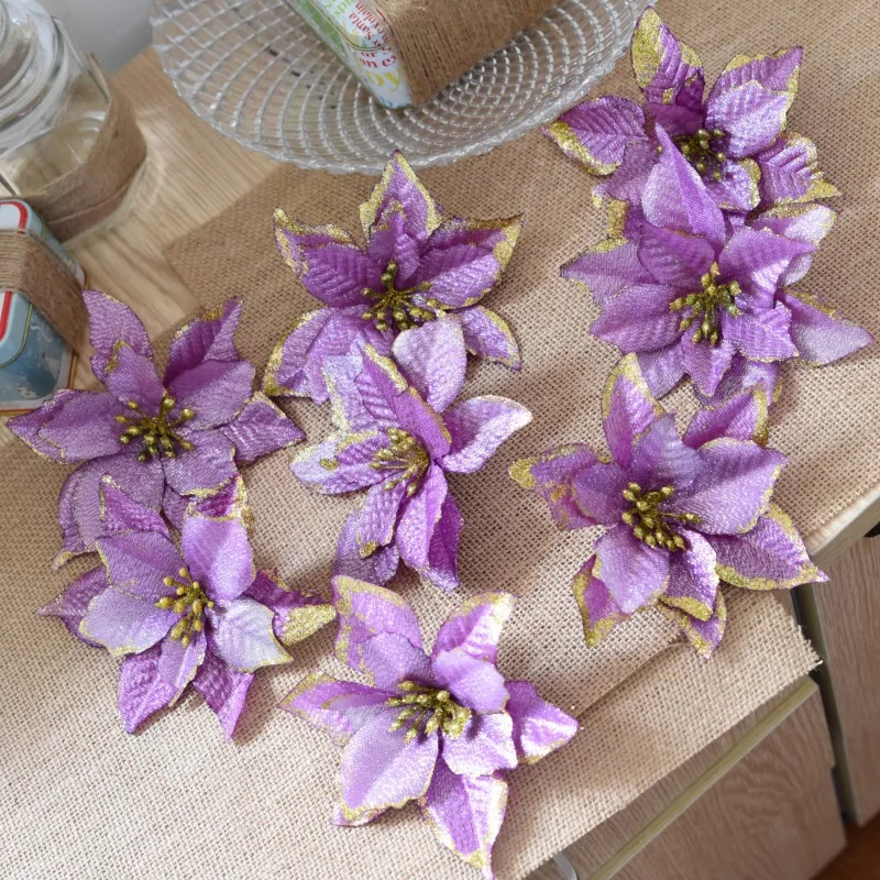 Новинка 10 шт. блестящие цветы Рождественская елка украшения Свадебная вечеринка