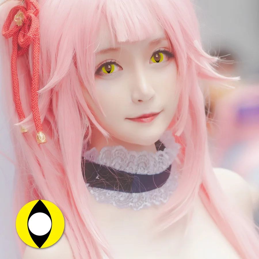 

Yokemon 2Pcs/Pair Color Contact Lenses Cat Eye Anime Lens Cosplay Anime Accessories White Lens Halloween