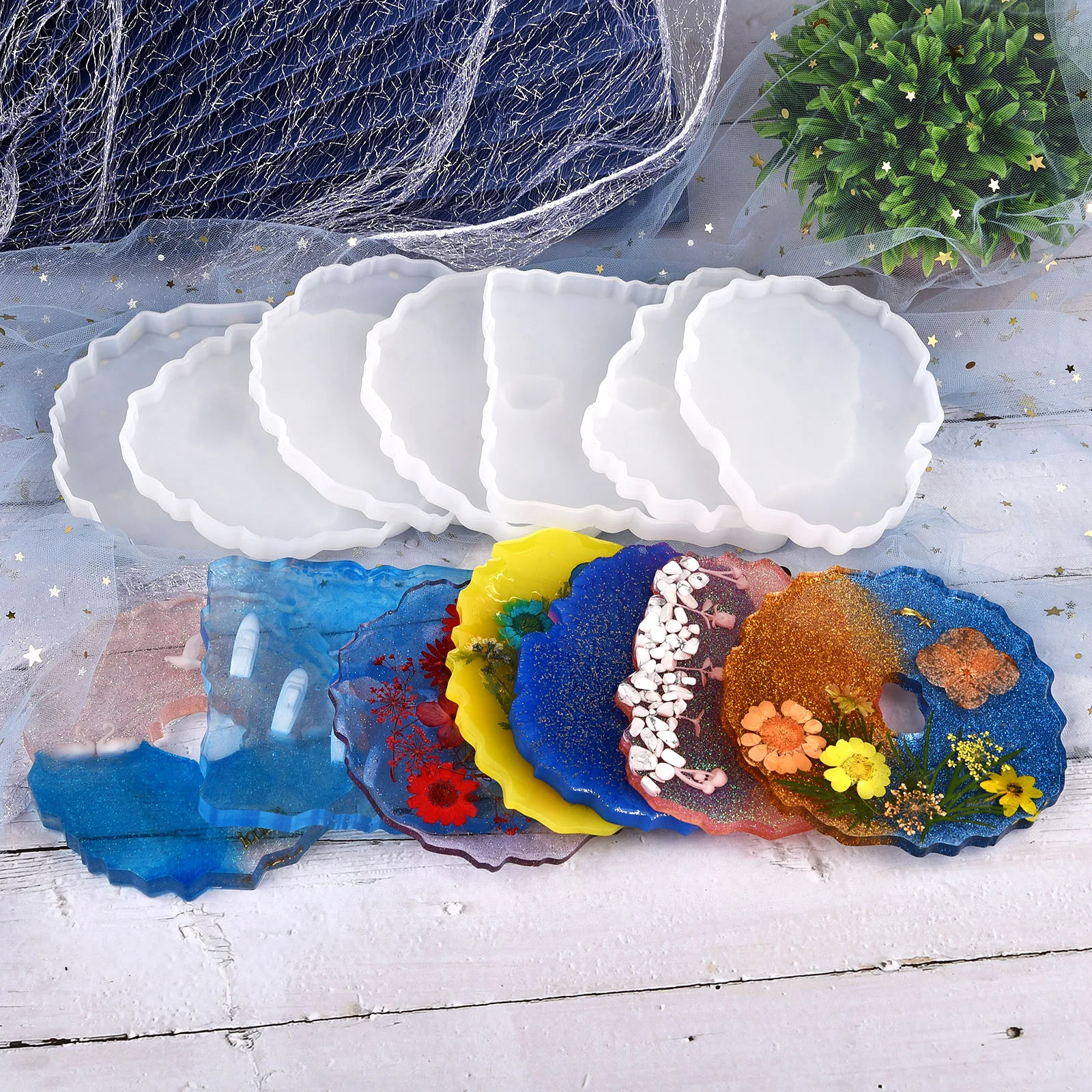 

Epoxy Resin Molds Silicone Mold Coaster Irregular Cup Mat Wave Coaster Mat Jewelry Placement Plate Resin Casting DIY Making Tool