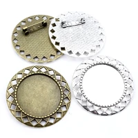 5pcs 30mm inner size antique silver plated bronze colors classic style brooch pin classic style cabochon base setting