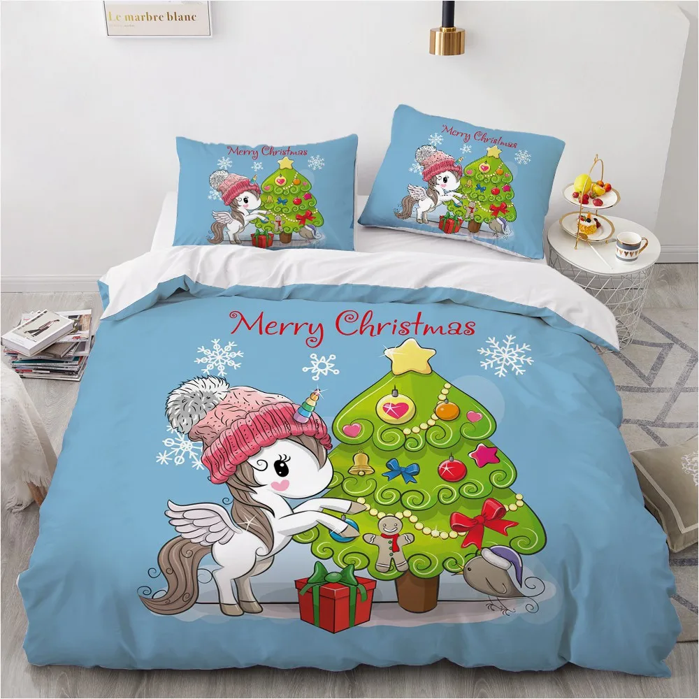 

Classic 3D Quilt Duvet Cover Set Comforter Bedding Set King King Queen Double Single Size Unicorn Cartoon Design Bedclothes