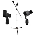 Микрофонная стойка журавль Pro-21 с держателем прищепкой для микрофона и держателем для телефона