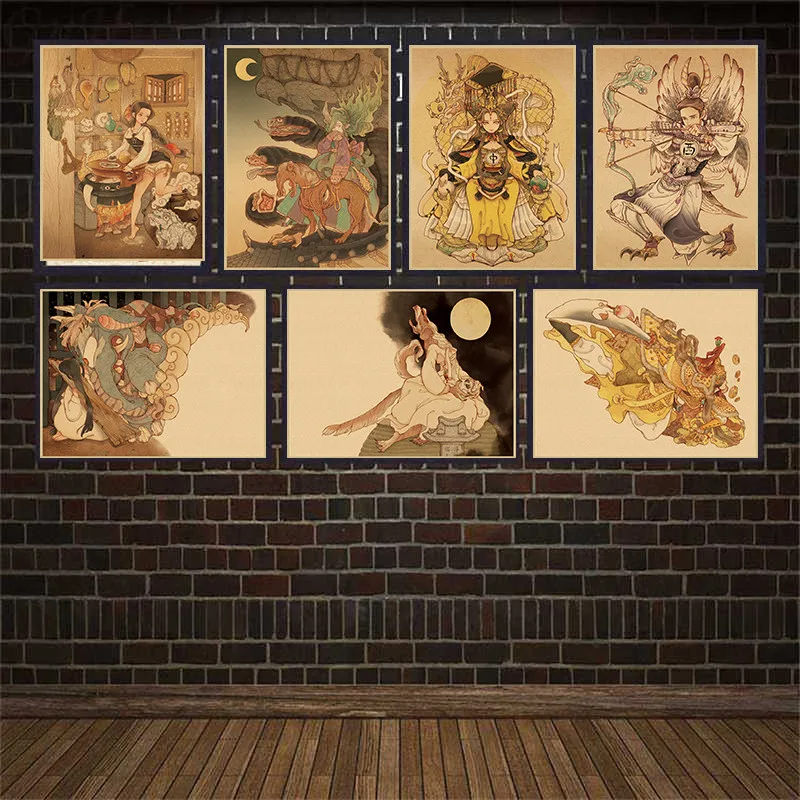 

Постеры из крафт-бумаги с иллюстрациями, классические корейские