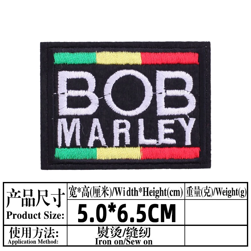 Нашивки с вышивкой надписями BOB MARLEY красные желтые зеленые наклейки аппликация