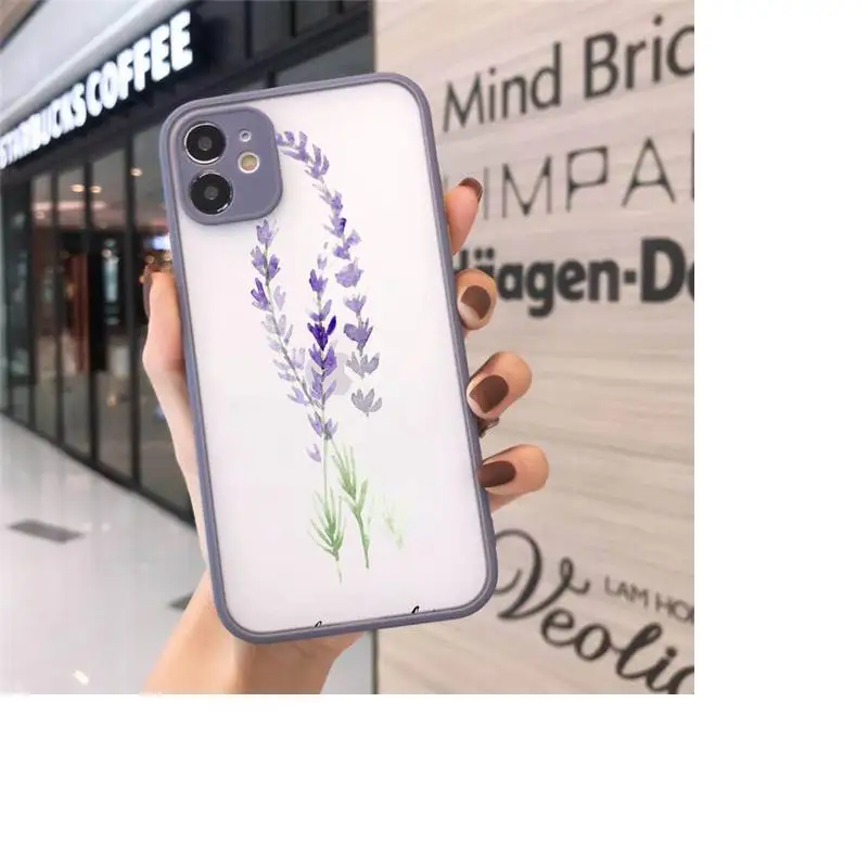 

Floral PERSONALISED Phone Cases Matte Transparent for iPhone 7 8 11 12 s mini pro X XS XR MAX Plus cover funda