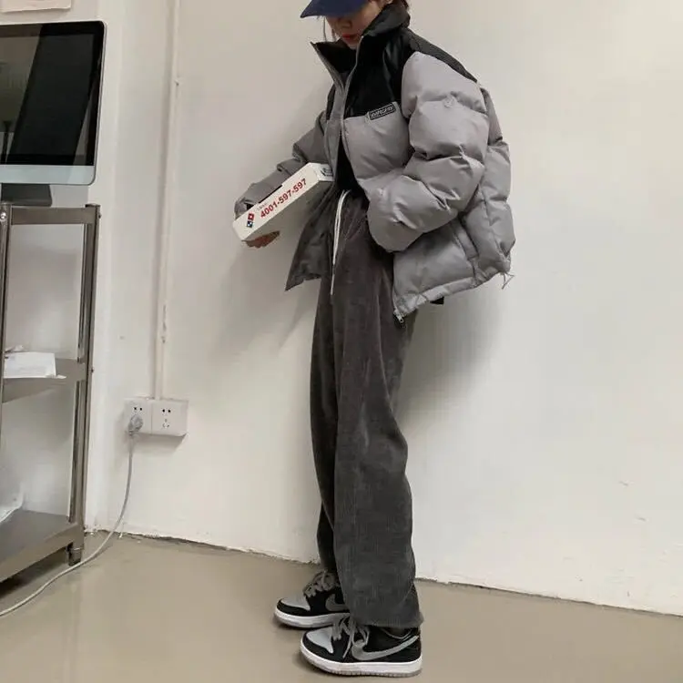 Cotton Jacket Female Thickened Stitching Leather Surface Cotton Jacket Korean Version Loose Student Jacket Collar Bread Clothes