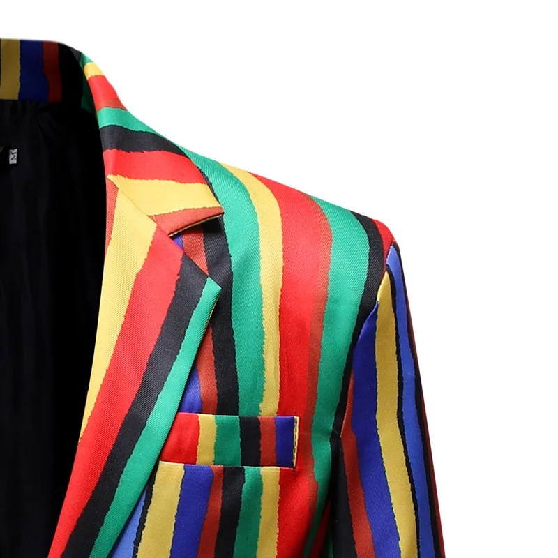 Бразильский стиль блейзер мужской костюм Повседневный цветной в полоску с