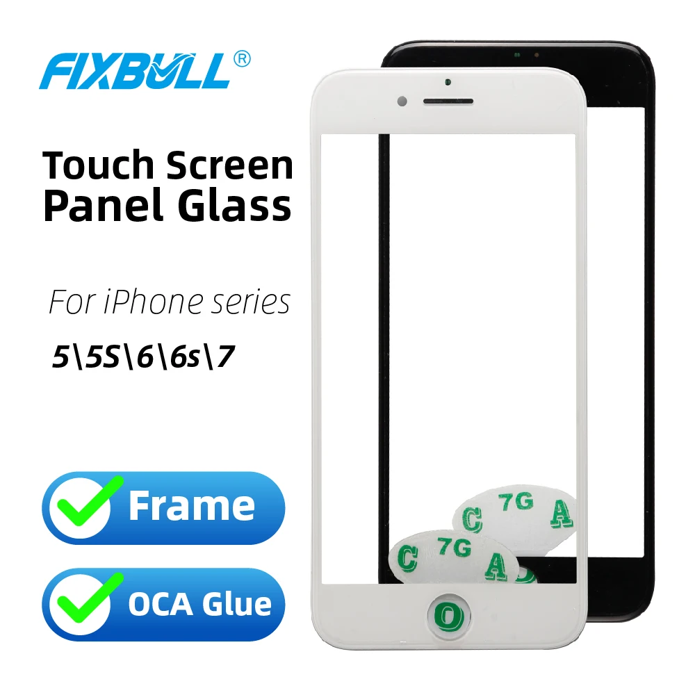 Панель сенсорного экрана FIXBULL с рамкой OCA для iPhone 5 5S 5C 6 6S 7 передний внешний экран