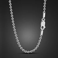 genuine 100 925 sterling silver necklace women fashion 2 3mm 18 to 28 inches bead chain for men boys gift fine jewelry