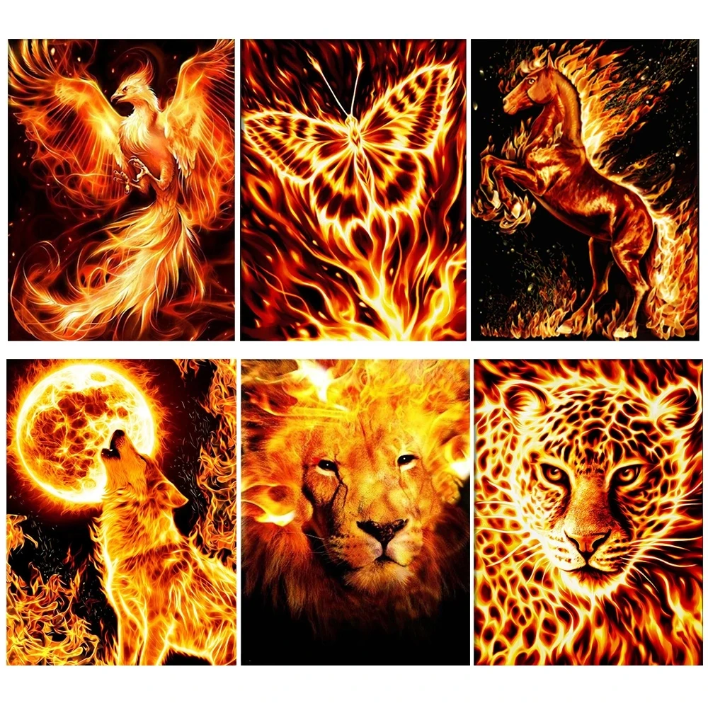 

5D DIY Diamond Painting Cross Stitch Kit Golden Animal Phoenix Inlaid Rhinestone Square/Round Mosaic Home Decoration Painting