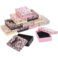 24pcs cardboard jewelry gift boxes floral pattern bowknot display packaging storage case organizer for necklace ring earring box