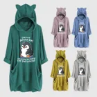 Женский однотонный Свободный Повседневный Топ с принтом в виде милых пингвинов на весну и осень с ушками для женщин и девочек-подростков