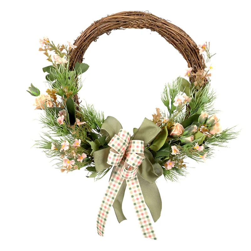 

Новый искусственный венок из снега и цветков вишни, весенне-летний венок для входной двери, фермерского дома, окна, стены, свадьбы, вечеринки...