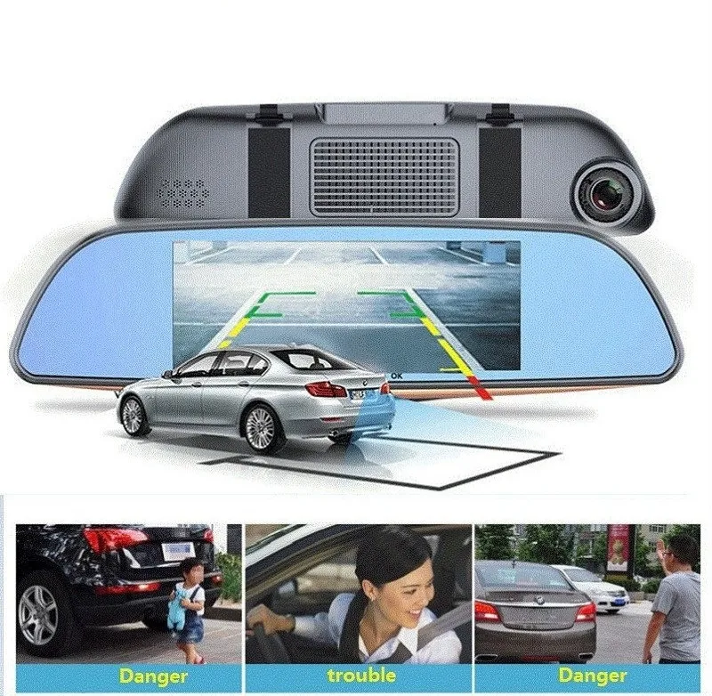 CarDVR 7,0 InchTouch рекордер зеркальная камера видео FHD1080P ночное видение двойной объектив с камерой заднего вида Авто регистратор DashCam