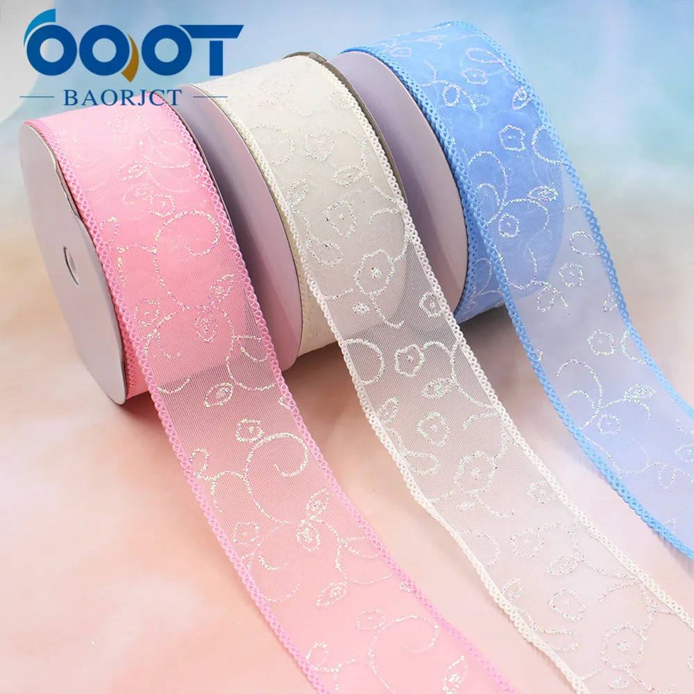 OOOT BAORJCT L-20325-188 38mm 5yards Colored bilateral flower transparent Shining yarn Wedding Accessories DIY handmade material | Дом и сад