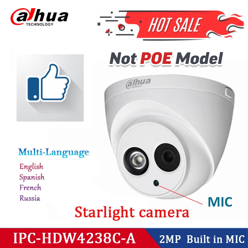 Dahua IP Камера уличная poe IPC HDW4433C A 4 МП Starlight H.265 WDR 3DNR Встроенная микро IP67 IR30m сетевая