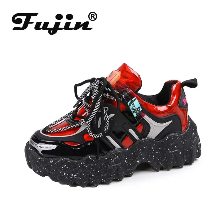 Fujin/женские кроссовки на платформе Повседневная обувь увеличивающая рост