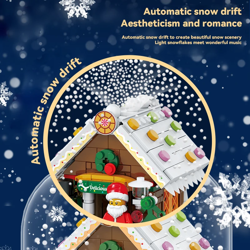 building block merry christmas decorations toys musical music box doll house dollhouse santa claus presents gift for boys girls free global shipping