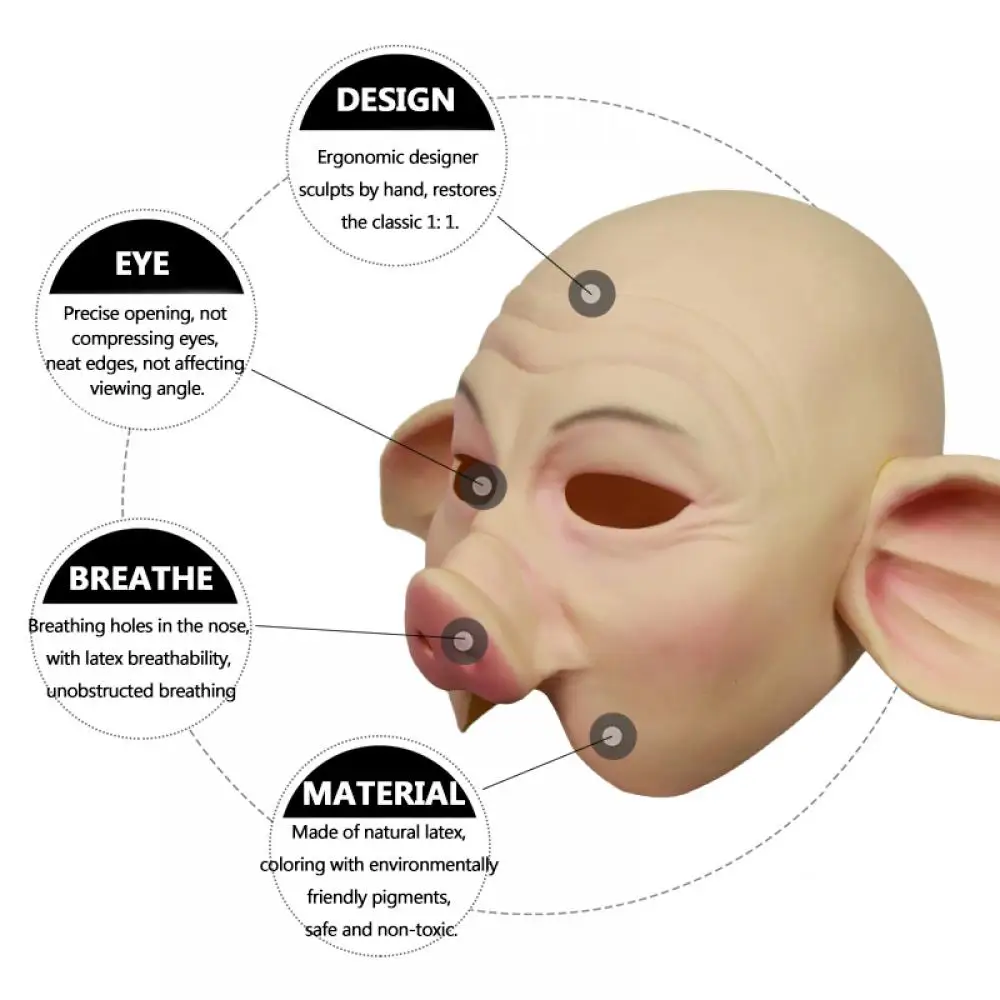 

Waylike Halloween Mask Full Face cute Pig Head Scary Mask Costume Party Cosplay Props