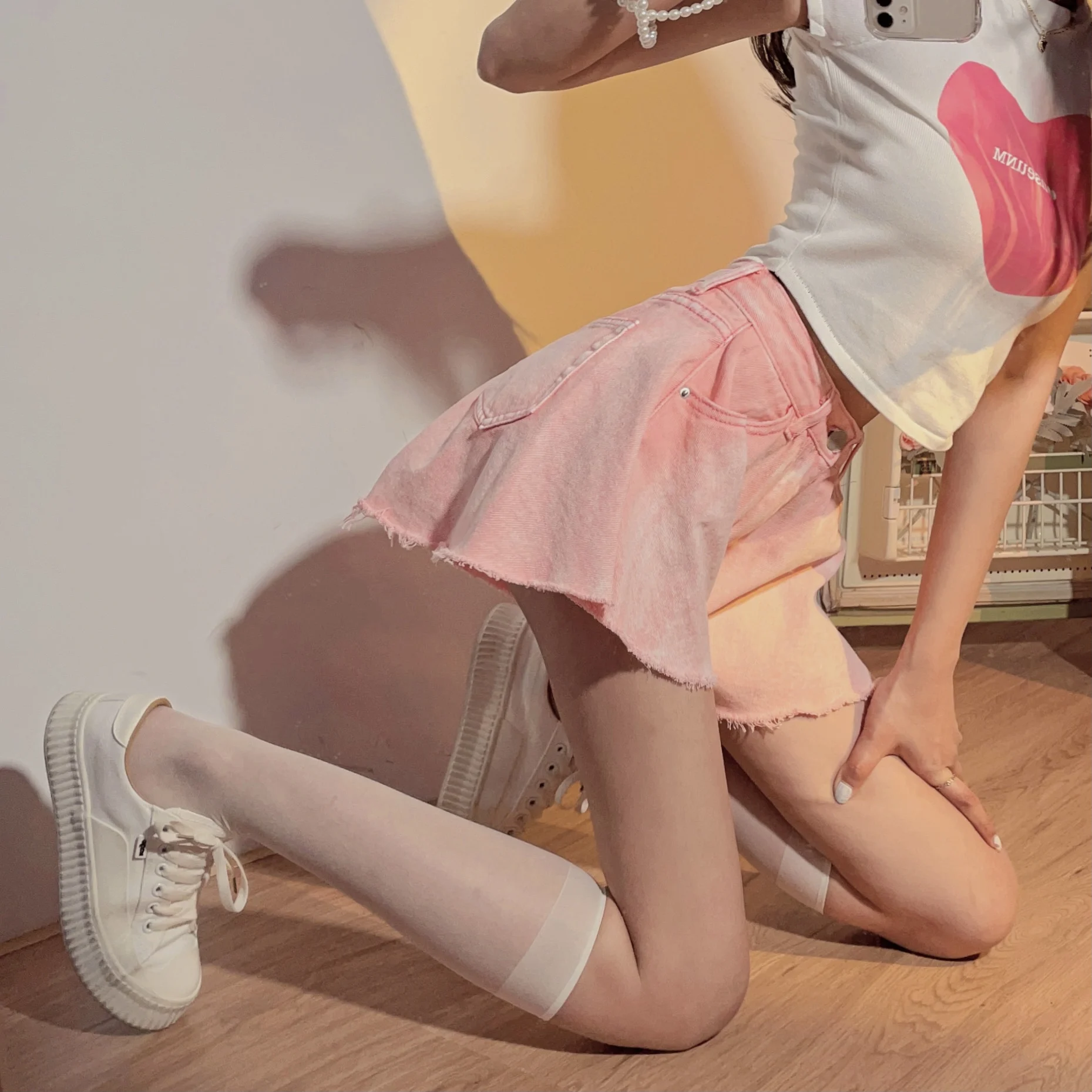

Woman Shorts High Waist Flare Sexy Jeans Shorts Vintage Solid Streetwear Slim Denim Short Pants Loose Fashion All-match 2021 New