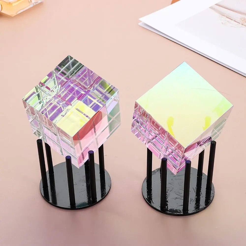 1PC Handmade Statue Shining Yellow Blue Color Magical Cube Plating Decoration Crafts Sculpture Magik Chroma Gift | Дом и сад
