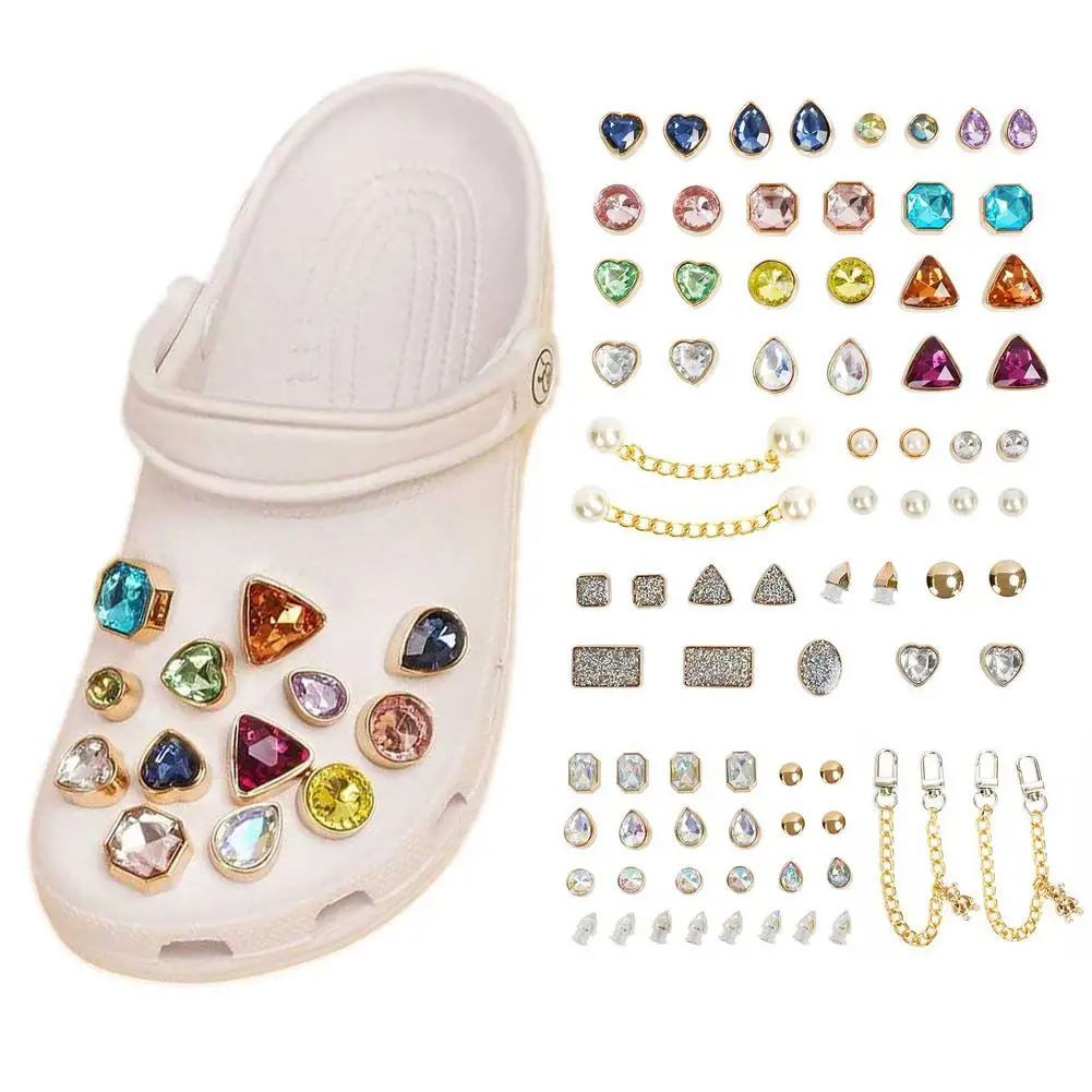 

High Quanlity Women Shoes Charms Set Shoelace Buc kle Kid's Gift Fashion Shiny Cute Metal Shoelaces Accessories Metal Lace Buc k