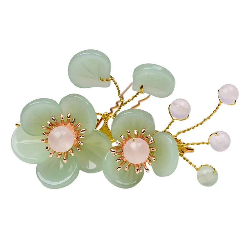Нефритовый камень цветы шпильки для волос заколка Шарм жадеит ювелирные изделия
